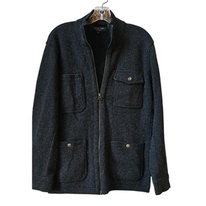 Rag & Bone Charcoal Gray Solid 100% Merino Wool Full Zip Military Jacket XL - Picture 1 of 6