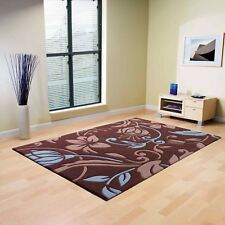 Infinite Damask Rugs Handmade Luxurious Contemporary Pile Carpet in Brown Blue