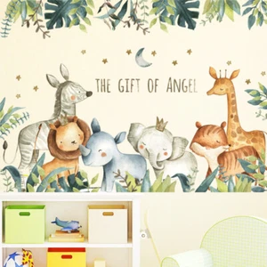 Removable Wall Sticker Nursery Safari Jungle Animals Watercolour Wall Decal AU - Picture 1 of 6
