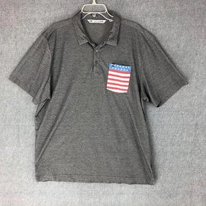 Travis Mathew Polo Shirt XXL 2XL Short Sleeve Flag Pocket Outdoor Gray Men's - Picture 1 of 11