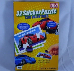 32 Stück Aufkleber Puzzle Auto & LKW Valentinstag Karten 8 Designs Klassenzimmer - Bild 1 von 5