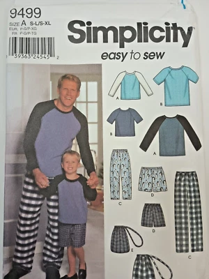 Simplicity 9499 Father S-L & Son S-XL Lounge Wear Sewing Pattern - Image 1 of 4