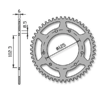 IGM Silver Rear Sprocket Derbi SENDA R DRD 50 1305-0453-53T - Image 1 of 1