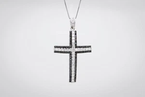 Collana girocollo pendente croce uomo oro 750% diamante 1.90 ct F/color VS - Foto 1 di 2