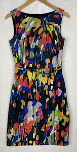 David Meister Dress Womens 6 Sheath Black Silk Blend Pleated Sleeveless Belted - Picture 1 of 14