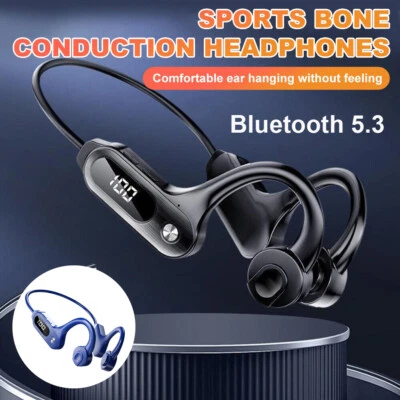 Bluetooth 5.3 Bone Conduction Headphones Wireless Outdoor Sport Headset Earbuds - Image 1 of 4