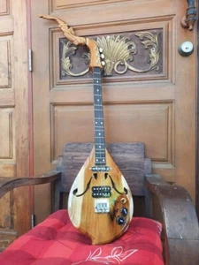 Phin Golden Teak Thai Laos Mandolino Testa Serpente Folk Tradizionale Musicale Elettr - Foto 1 di 12