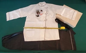 Chinese Japan Antique/Vtg Silk Embroidery DRAGON Black/White Robe and Pants Set  - Picture 1 of 12