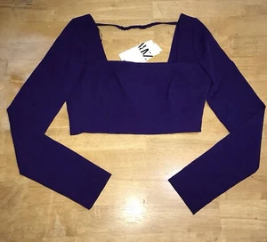 NEU ZARA lila bauchfreies Oberteil Langarm quadratischer Ausschnitt seitlicher Reißverschluss Größe Small - Bild 1 von 13