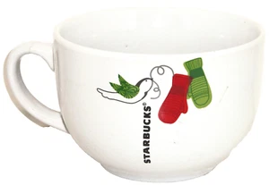 Taza de café Starbucks 2011 21,9 oz Navidad vacaciones rojo verde mitones pájaro - Imagen 1 de 3