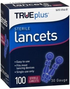 TruePlus Sterile Lancets 30 Gauge 100 Lancets - Picture 1 of 1