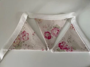 Peony & Sage Mini Bunting Roses and Sweet Peas Pink Linen Fabric - Picture 1 of 2