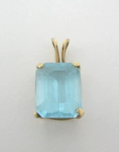 SCHÖNER DAMEN 14K GELBGOLD BLAUTOPAS ANHÄNGER 1,6G - Bild 1 von 8