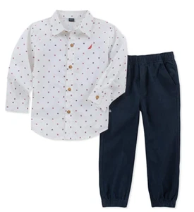 Nautica Baby Boys' 2 Pieces Shirt Pants Set Navy/White 3-6M - Picture 1 of 3