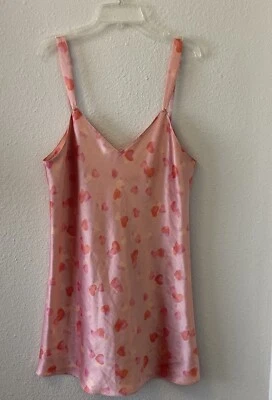 Camisón Vintage Jones Nueva York Med Corazones Rosa Melocotón Babydoll Coqueta Dulce Foto 1 de 4