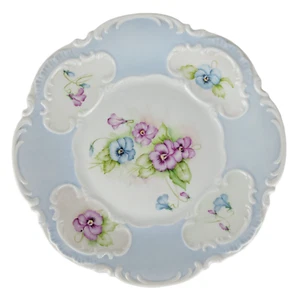 Lorenz Hutschenreuther Platter Blue Pansy Scalloped Porcelain Hand Painted VTG - Picture 1 of 12