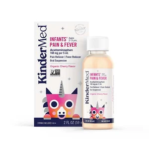 KinderMed Infants' Pain & Fever Oral Suspension, Organic Cherry, 2 fl oz (59 mL) - Picture 1 of 7