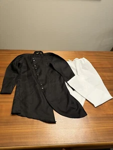Indian Kurta Pajama Set Boys Black & White Top Shirt Drawstring Pants Age 10-12 - Picture 1 of 11