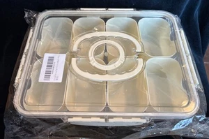 Large Snackle Box Divided Serving Tray with Lid and Handle, Container for Travel - Picture 1 of 3