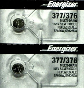 Batería 2 Piezas 377 376 SR626 AG4 LR626 LR66 606 SR66 177G4 Silver OX ENERGIZER - Imagen 1 de 3