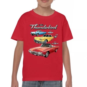 Ford Thunderbirds 1957 1958 1963 Youth T-shirt Classic Retro Convertible Kids - Picture 1 of 50