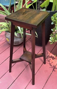 Antique Mission Arts & Crafts 2 Tier Solid Wood Table Pedestal Plant Stand 25"H - Picture 1 of 19