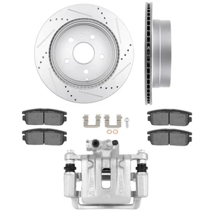 Rear Drilled Rotors Ceramic Pads & Left Brake Calipers For 2010-17 CHEVY EQUINOX - Foto 1 di 9
