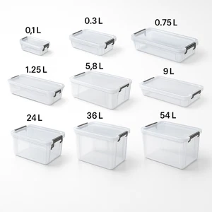 Kunststoff Aufbewahrungsbox mit Deckel Klar Stapelbar Home Office Küche Organizer Boxen - Bild 1 von 67