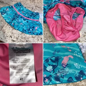 UV Skinz Scuba Cat Print Girls Active Swim Skort Skirt Turquoise / Pink 4T UPF50 - Picture 1 of 12