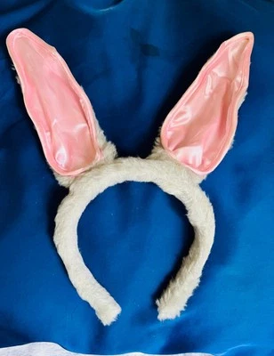 Bunny Ears - Grey Faux Fur & Pink Satin Inner Fabric Flexible,  Headband,OneSize - Image 1 of 3