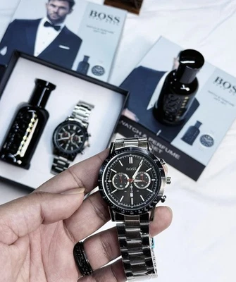 Hugo Boss Watch & Perfume Gift Set – Stainless Steel Wristwatch + Fragrance
