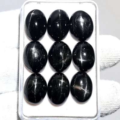 Asterismo de Medianoche ~ 9 piezas Piedras Preciosas Cabujón Estrella Negra Natural 14mm-15mm Foto 1 de 4