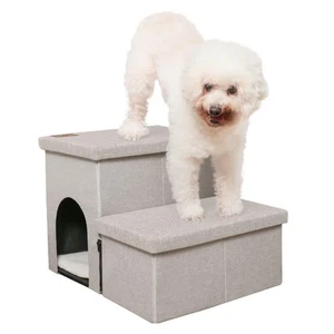 Dog Stairs for High Beds, Folding Pet Steps for Small Dogs and Cats with Stor... - Picture 1 of 7