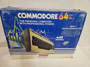Vintage Commodore 64 Personal Computer with Box For Parts or Repair Powers On - Picture 1 of 23
