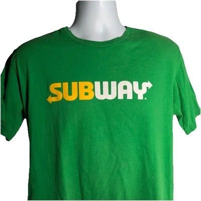 Camiseta SUBWAY Logo Verde Trabajador Personal Empleado Restaurante Talla XL Foto 1 de 4