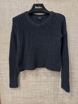 Suéter para mujer Theory Top recortado grueso tejido mezcla de alpaca talla M gris carbón Foto 1 de 4