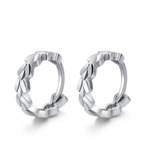 Fine Pure Platinum 950 Pt950 Earrings Women Heart Link Hoop Earrings 1.7-2g