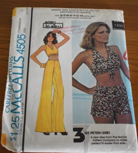 Vintage McCall's 4505 Boho Neckholder Top, Hose, Shorts Schnittmuster - ungeschnitten - Bild 1 von 2