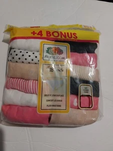 NWT Fruit of Loom Girls Briefs Panties Underwear 18 pairs/pack Stripes Dots. Sz8 - Picture 1 of 2