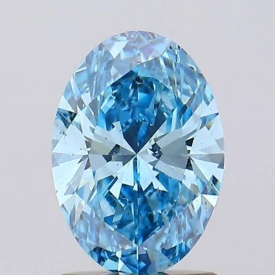 1.33 Cts Fancy Vivid Blue SI1 IGI Certified Lab Grown CVD loose  Diamond Oval - Image 1 of 4
