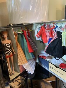 VINTAGE 1961 PONYTAIL BARBIE CASE w/Doll, Clothes & ACCESSORIES  -  BEAUTIFUL!