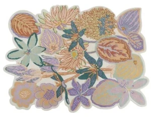 Moderner handgetufteter Schnitt & Schleife Vorleger mit Blumenmuster 100 % Wolle - Bild 1 von 3