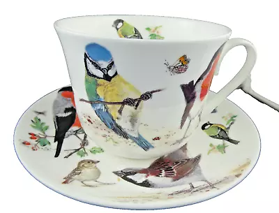 PLATILLO TAZA DESAYUNO AVES JARDÍN, ROY KIRKHAM. porcelana de hueso fino. Hecho en Inglaterra Foto 1 de 4