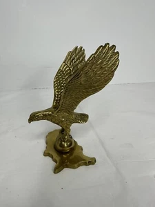 Vtg Brass American Eagle Hawk Standing On A Globe Figurine Statue USA 4.5” Tall - Picture 1 of 7