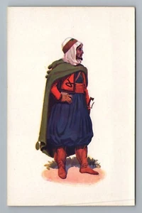 Spahi Indigène in Red Cloak Sword Drawn French Algeria 1845 Vintage Postcard - Picture 1 of 2