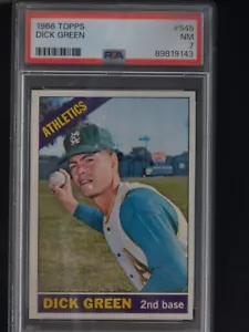 Tarjeta de béisbol 1966 Topps #545 Dick Green SP (nm) PSA 7 - Imagen 1 de 2