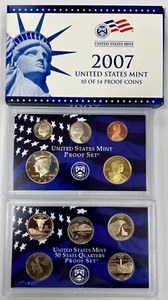 US Mint 2007 Clad Proof Set - Complete with Box & COA 14 coins set - Picture 1 of 2