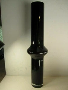VTG Retro Jet Black Empoli Italy 18" Cylinder Shape Hand Blown Art Glass Vase - Picture 1 of 5