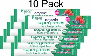 Zena Organic Super Greens Fruits & Vegetables Single Packs 10 Count Made in USA! - Picture 1 of 4