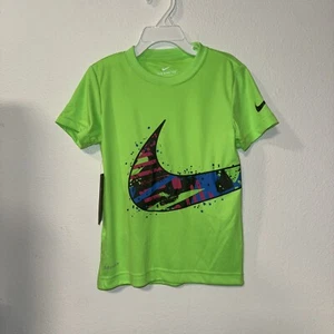 NWT Nike Boys Green Logo Print Dri-Fit Shirt size 4 xs - Picture 1 of 4